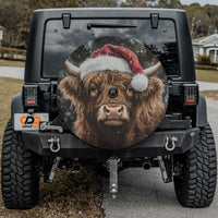 Santa Hat Winter Snow Tire Cover, Highland Cow Christmas Spare Tire Cover, Rustic Farmhouse Wheel Cover, Festive Jeep SUV Holiday Present