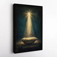 Star of Bethlehem Manger Wall Art, Nativity Scene Canvas Print, Christian Christmas Holy Night Decor, Jesus Birth Digital Download Art