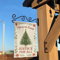 Christmas Tree Floral Yard Flag, Peace on Earth Justice for All Garden Flag, Poinsettia Holiday Garden Flag, Festive Outdoor Lawn Flag Decor