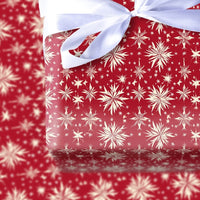 Cream Snowflake Gift Wrap, Red Snowflake Wrapping Paper, Elegant Christmas Wrapping Paper, Winter Holiday Present Wrap Roll