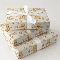 Watercolor Candy Christmas Wrapping Paper, Gingerbread Man Wrapping Paper, Peppermint Sweet Holiday Gift Wrap, Festive Xmas Paper Roll