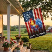 Patriotic Rooster Garden Flag 250 Years Strong | 1776-2026 American Flag Design | Double-Sided Polyester | USA Semiquincentennial Gift