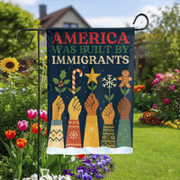 Christmas Solidarity Garden Flag, America Was Built by Immigrants Garden Flag, Patriotic Yard Flag, Seasonal Holiday Garden Banner Present