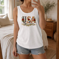 USA 250 Years of Freedom Tank Top | Vintage Floral Patriotic Graphic | Soft Breathable Premium Fabric | 4th of July Celebration Gift