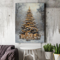 Winter Forest Landscape Print, Snowy Christmas Tree Canvas Art, Christmas Tree Digital Download, Holiday Pine Canvas Print, Winter Decor