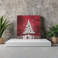 Snowy White Pine Wall Poster, Christmas Tree Canvas Art, Red Ornaments Holiday Print, Christmas Tree Art Digital Download Printable
