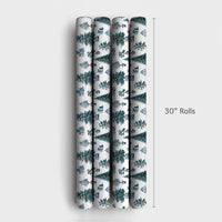 Blue and White Holiday Gift Wrap, Chinoiserie Christmas Wrapping Paper, Porcelain Style Tree Wrapping Paper, Elegant Winter Gift Wrap Roll