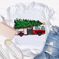 Retro Red Truck Holiday Graphic Tee, Vintage Christmas Tree Truck T-Shirt, Merry Christmas Winter Shirt, Xmas Present for Men and Women