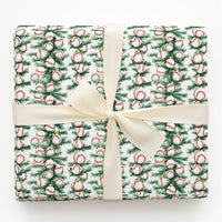 Sports Ornament Holiday Gift Wrap, Baseball Christmas Wrapping Paper, Pine Branch Baseball Wrapping Paper, Festive Sports Wrapping Paper