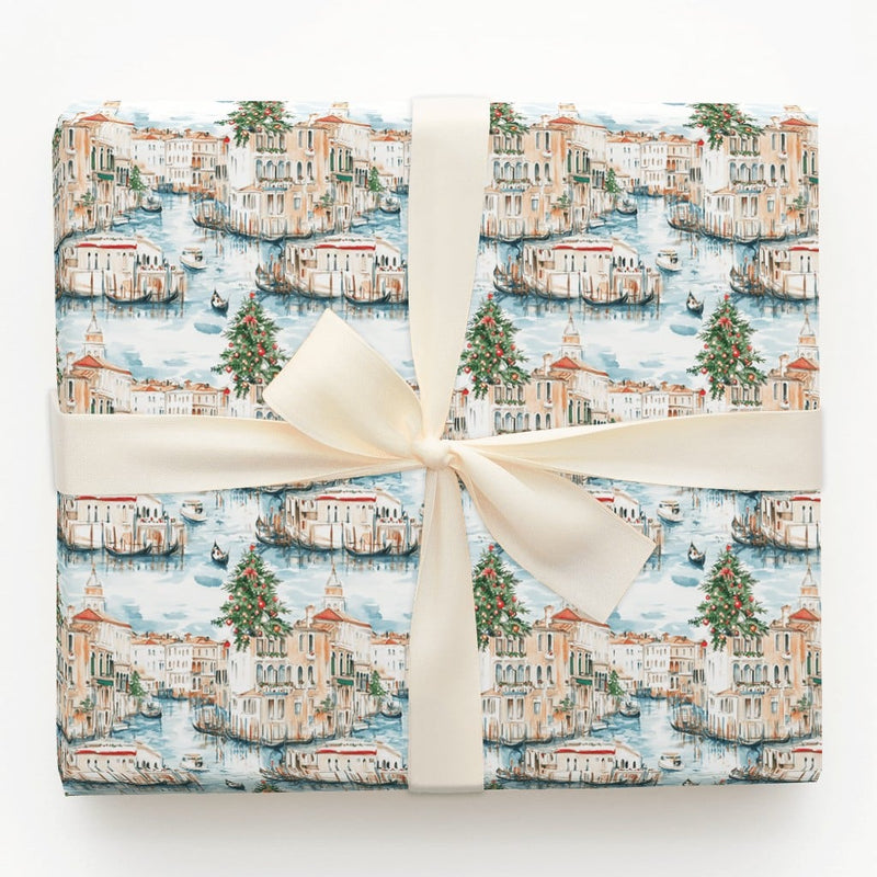 Venice Canal Gift Wrap Roll, Venice Christmas Wrapping Paper, Watercolor Italy Wrapping Paper, Holiday Travel Gift Wrap, Xmas Present Paper