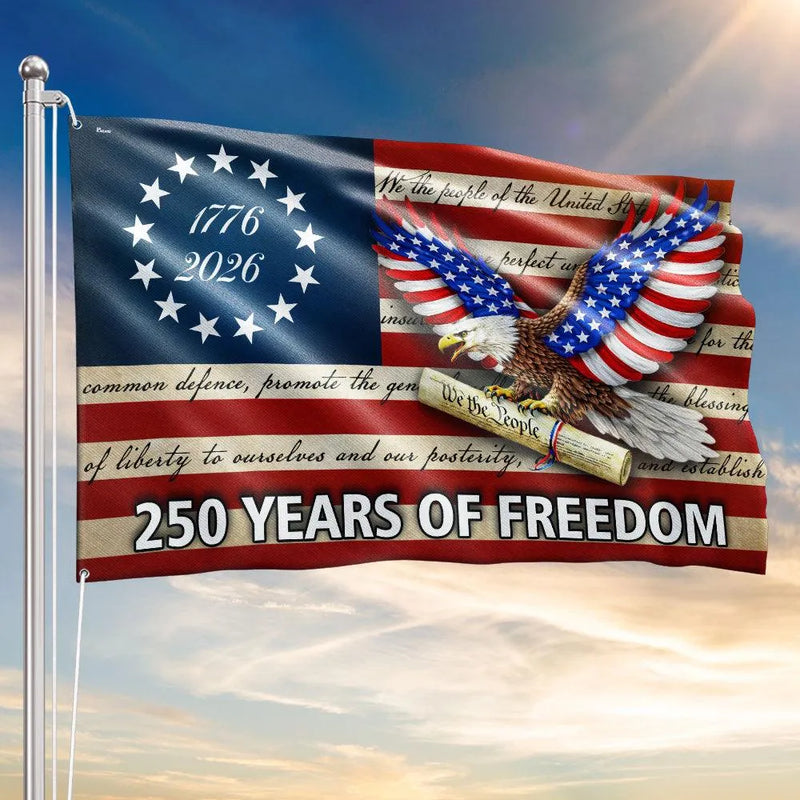 250 Years of Freedom Flag | We The People Patriotic 1776-2026 | Double-Sided Weather-Resistant Polyester | American History Commemorative Gift