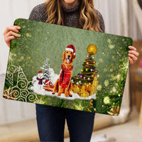 Snowy Tree Welcome Mat, Golden Retriever Christmas Doormat, Merry Christmas Dog Doormat, Winter Pet Floor Mat, Dog Lover Holiday Present
