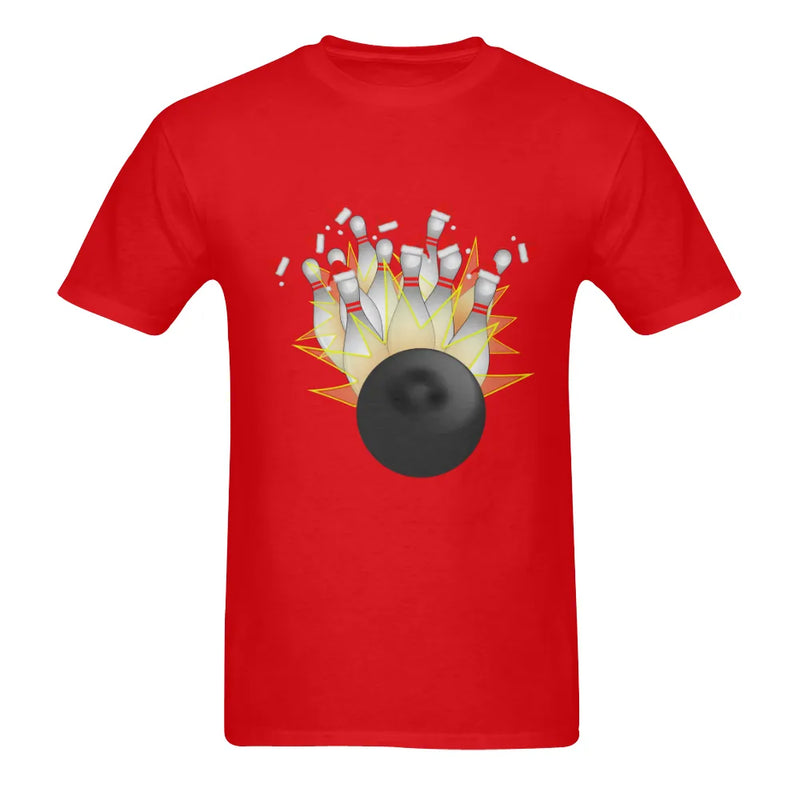 Santa Hat Strike Graphic Tee, Bowling Christmas T-Shirt, Humorous Holiday Bowler Shirt, Winter Season Sports Cotton T-Shirt
