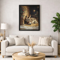 Holy Manger Christmas Canvas Wall Art, Sleeping Donkey Nativity Canvas Print, Religious Farm Animal Canvas Decor, Christian Holiday Present