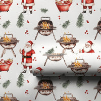 Humorous Holiday Cookout Wrapping Paper, Thumbs Up BBQ Santa Wrapping Paper, Christmas Grilling Wrapping Paper, Festive BBQ Gift Wrap Roll