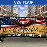 Patriotic Eagle Cross Flag | We The People 250 Years of Freedom | Double-Sided Polyester Grommet House Flag | Americana Home Decor Gift