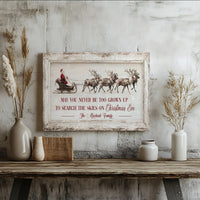 Holiday Quote Illustration Canvas Print, Santa Sleigh Christmas Canvas Wall Art, Vintage Xmas Canvas Decor, Winter Family Home Decor Present