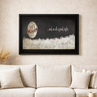 Moonlit Night Christmas Canvas Print, Santa Sleigh Canvas Wall Art, Holiday Quote Canvas Home Decor, Festive Winter Holiday Present