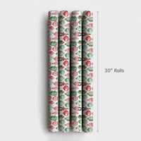Christmas Ornament Gift Wrap, Watercolor Tree Wrapping Paper, Holly Berry Holiday Wrapping Paper, Festive Winter Present Wrapping Paper