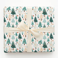 Forest Holiday Gift Wrap, Watercolor Christmas Tree Wrapping Paper, Modern Winter Tree Wrapping Paper, Colorful Christmas Gift Wrap Roll