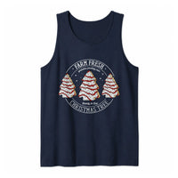 Humorous Christmas Cake Slice Tank, Farm Fresh Christmas Tree Tank Top, Retro Holiday Dessert Sleeveless Tee, Christmas Tree Tank, Xmas Present
