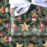 Traditional Ornament Holiday Gift Wrap, Vintage Christmas Tree Wrapping Paper, Angel Bauble Wrapping Paper, Nostalgic Gift Wrap Roll