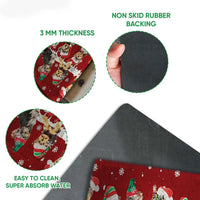 Santa Hat Snowflake Welcome Mat, Yorkshire Terrier Christmas Doormat, Yorkie Dog Holiday Door Mat, Xmas Entry Rug, Dog Lover Present