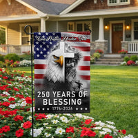 250 Years of Blessing Garden Flag | One Nation Under God 1776-2026 | Double-Sided Polyester | Patriotic American Eagle Cross Design