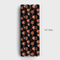 Halloween Christmas Gift Wrap, Jack-o'-Lantern Santa Hat Wrapping Paper, Spooky Holiday Wrapping Paper, Pumpkin Xmas Present Gift Wrap Roll
