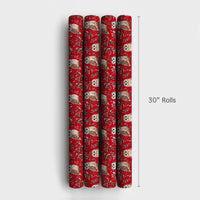 Holly Berry Christmas Gift Wrap, Winter Owl Wrapping Paper, Watercolor Woodland Bird Present Paper, Red Botanical Holiday Wrapping Paper