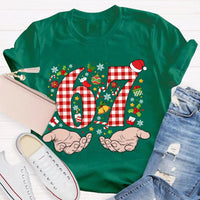 Candy Cane Snowflakes Christmas T-Shirt, Six to Seven Santa Hat Shirt, Festive Holiday Graphic Tee, Winter Xmas Shirt, Christmas Family Present