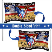 250 Years of Freedom Flag | God Bless America We The People | Double-Sided Patriotic House Flag | UV-Resistant Outdoor Decor