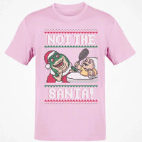 Humorous Holiday Dino Graphic Tee, Not the Santa Dinosaur Christmas Shirt, Retro Ugly Sweater T-Shirt, Dinosaur Lover Xmas Present Shirt