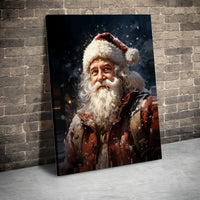Snowy Winter Portrait Canvas Art, Realistic Santa Claus Canvas Print, Festive Holiday Canvas Wall Decor, Christmas Room Art