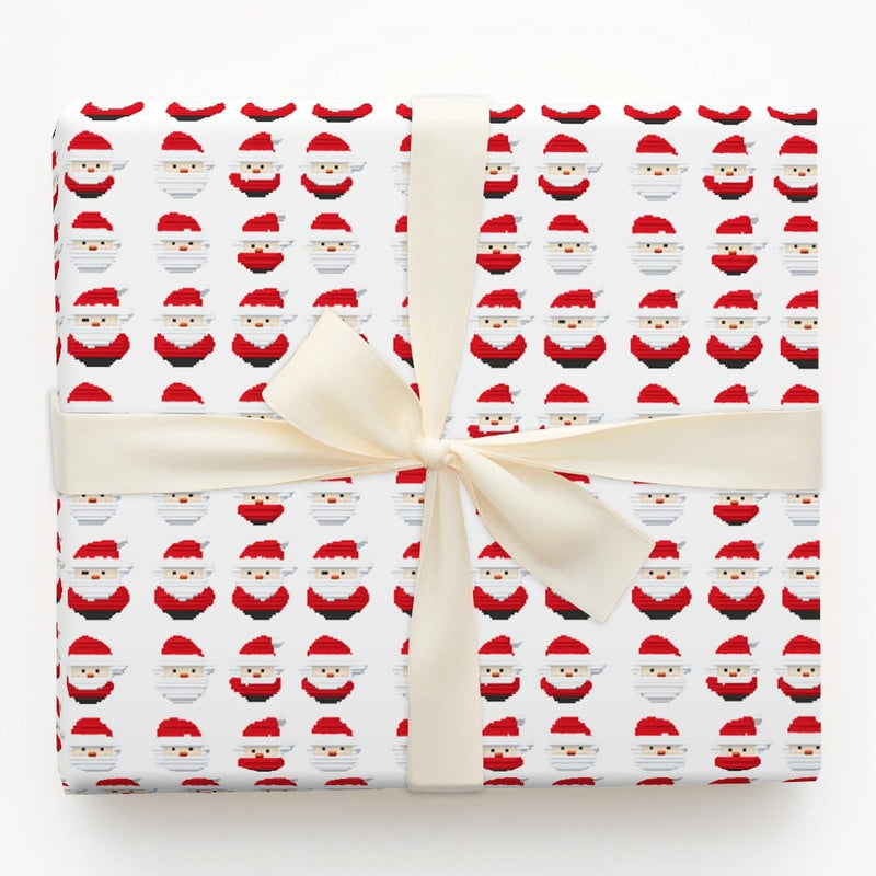 8-Bit Retro Gamer Christmas Gift Wrap, Pixel Art Santa Wrapping Paper, Vintage Gaming Holiday Wrapping Paper, Geek Video Game Gift Wrap