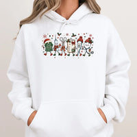 Humorous Nurse Christmas Hooded Sweatshirt, Medical Christmas Squad Hoodie, Adorable Holiday Doodle Hoodie, Healthcare Worker Present, Xmas Present