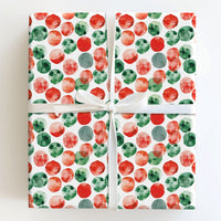 Red and Green Dot Gift Wrap, Watercolor Polka Dot Wrapping Paper, Holiday Dot Wrapping Paper, Festive Christmas Gift Wrap Roll