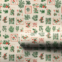 Holly Pine Gift Wrap, Vintage Botanical Christmas Wrapping Paper, Rustic Holiday Tile Wrapping Paper, Traditional Xmas Gift Wrapping Paper