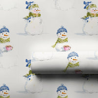Adorable Snowman Holiday Wrapping Paper, Watercolor Snowman Wrapping Paper, Whimsical Christmas Wrapping Paper Roll, Winter Present Gift Wrap