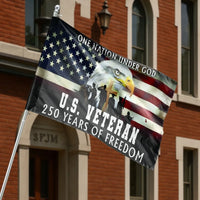 Patriotic US Veteran House Flag | 250 Years of Freedom Eagle Design | Weather Resistant Double Sided | Memorial Day Gift for Military Families & Vets