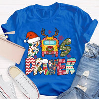 Santa Hat Snowflakes Bus Tee, Bus Driver Christmas T-Shirt, Humorous School Bus Driver Holiday Shirt, Winter Transportation Present