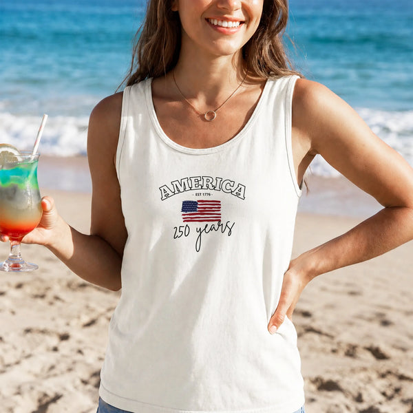 America 250 Years Tank Top | Patriotic USA Flag Commemorative Design | Soft Breathable Unisex Fit | Gift for History and Americana Fans