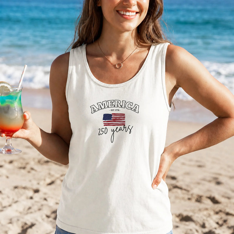 America 250 Years Tank Top | Patriotic USA Flag Commemorative Design | Soft Breathable Unisex Fit | Gift for History and Americana Fans