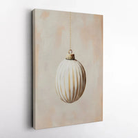 Gold and White Holiday Canvas Print, Christmas Ornament Canvas Wall Art, Modern Seasonal Canvas Decor, Elegant Winter Home Wall Art