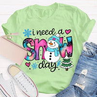 Winter Holiday Graphic Tee, Snow Day Snowman Christmas Tree T-Shirt, Adorable Snowman Tree Shirt, Humorous Winter Season Tee, Christmas Snow Present