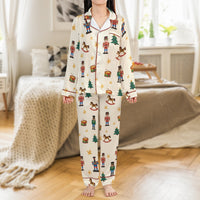 Festive Holiday Pajama Set, Nutcracker Christmas Pajamas, Silky Nutcracker Loungewear, Satin Sleepwear Set, Christmas Present for Her