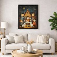 Kitten Christmas Canvas Print, Cat Nativity Canvas Print, Holiday Nativity Pet Canvas Print, Religious Wall Art, Cat Lover Holiday Decor