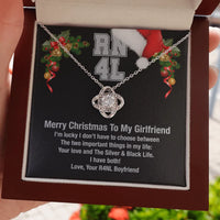 Silver and Black Fan Knot Necklace, Love Knot Necklace for Girlfriend, 14k White Gold Love Knot Necklace, Romantic Christmas Jewelry Present