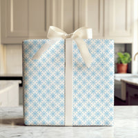 Winter Holiday Gift Wrap, Blue Snowflake Wrapping Paper, Light Blue Snowflake Present Paper, Geometric Christmas Gift Wrap
