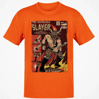 Retro Christmas Horror Graphic Tee, Krampus Slayer Vintage Comic T-Shirt, Creepy Holiday Monster Slayer Shirt, Dark Yuletide Graphic Top